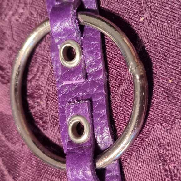 NEW! Handmade Genuine Leather Karma Circle Bracelet Purple Silver Gunmetal 6" - Picture 8 of 8